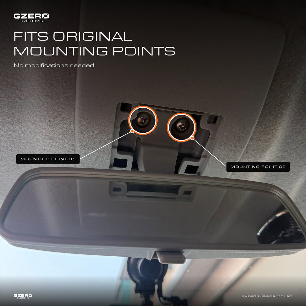 GZERO Short Mirror Stay Mount for Jimny 2018 Onwards - GZERO Systems