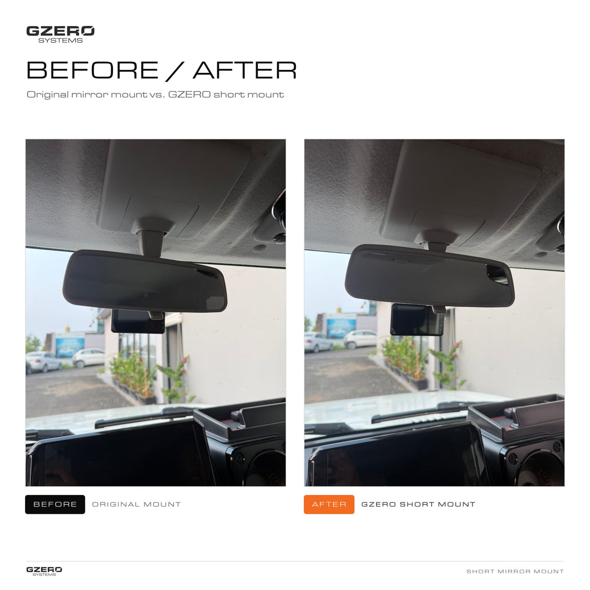 GZERO Short Mirror Stay Mount for Jimny 2018 Onwards - GZERO Systems